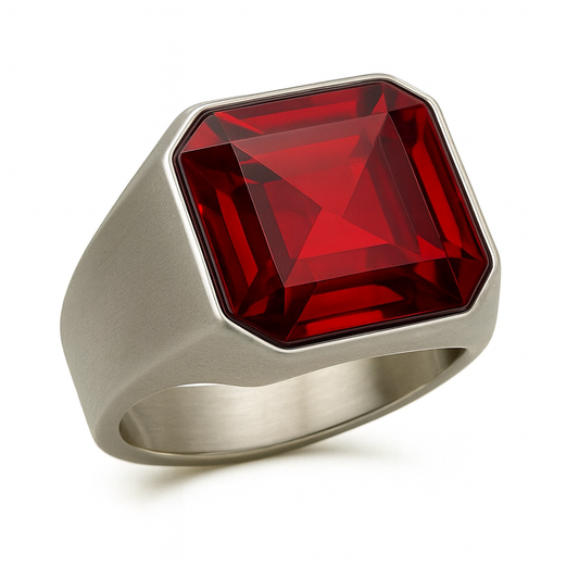 STRATA CRYSTAL RING RED